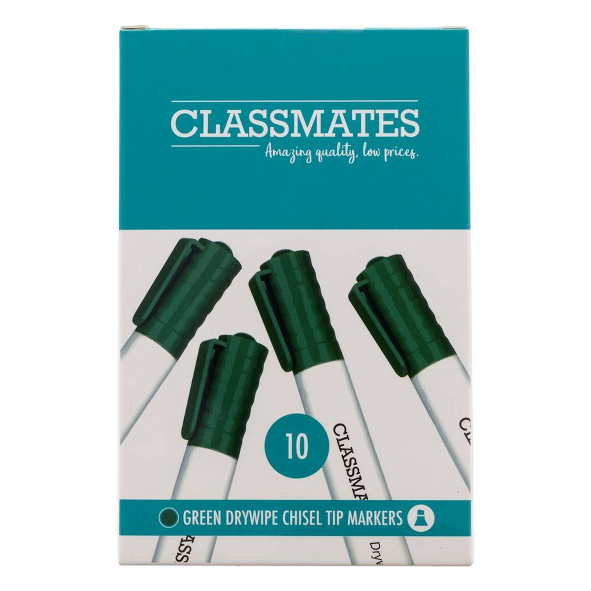 Classmates Whiteboard Marker Green, Chisel Tip - Pack Of 10 - ABC School Supplies