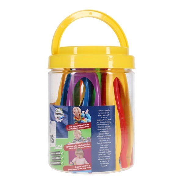 Clever Kidz Bucket of 12 Jumbo Tweezers - ABC School Supplies