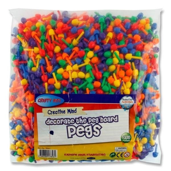 Clever Kidz Coloured Pegs For Peg Boards Pack Of 1,000 - ABC School Supplies