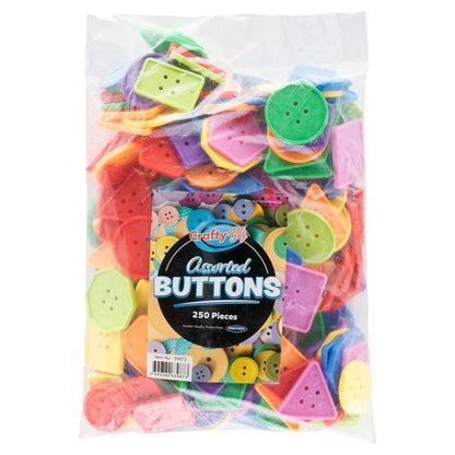 Clever Kidz Jumbo Craft Buttons Pack Of 250 - ABC School Supplies
