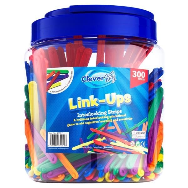 **Clever Kidz Link - Ups Interlocking Strips Tub Of 300 - ABC School Supplies