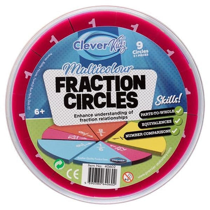 Clever Kidz Multicolour Fraction Circles - 51Pce - ABC School Supplies