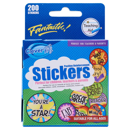 Clever Kidz Reward Stickers Roll Of 200 (10 Designs) - ABC School Supplies