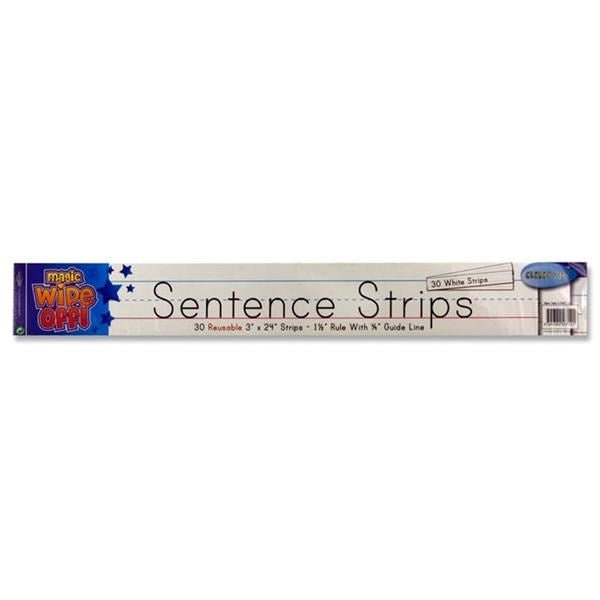 Clever Kidz Wipe-Off Reusable Sentence Strips 3"X24" - White Pack Of 30 - ABC School Supplies