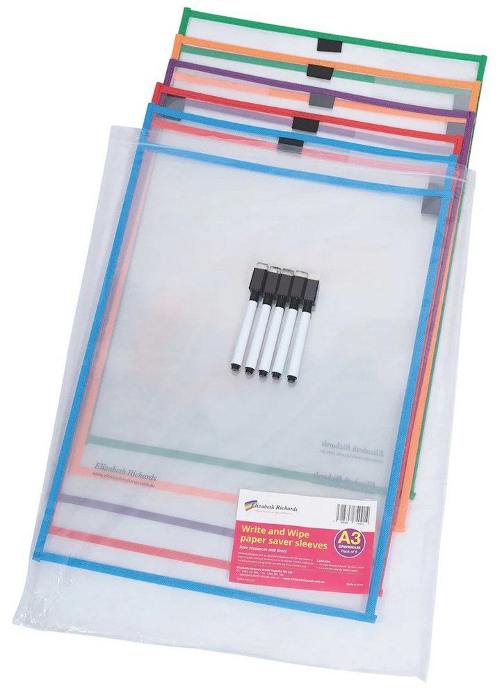 Cleverco A3 Drywipe Reusable Wipe - Clean Pockets (Pack Of 5) - ABC School Supplies