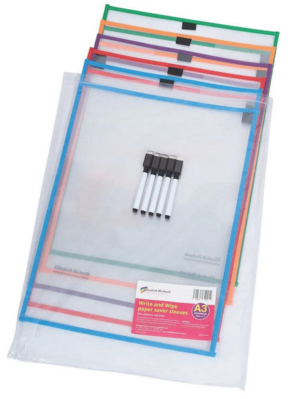 Cleverco A3 Drywipe Reusable Wipe - Clean Pockets (Pack Of 5) - ABC School Supplies