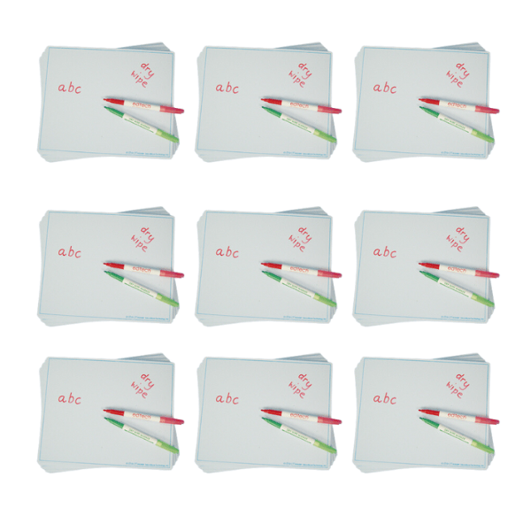 Cleverco A4 Write 'N' Wipe Boards Pack Of 300 (Mini Whiteboards) - ABC School Supplies
