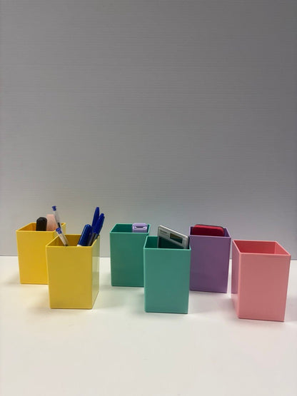 Cleverco Square Storage Desk Pots Set Of 6 Pastel Colours - ABC School Supplies