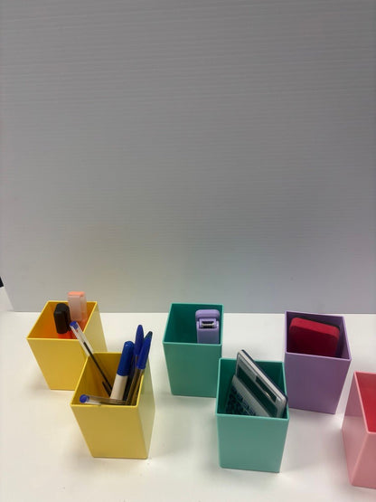 Cleverco Square Storage Desk Pots Set Of 6 Pastel Colours - ABC School Supplies
