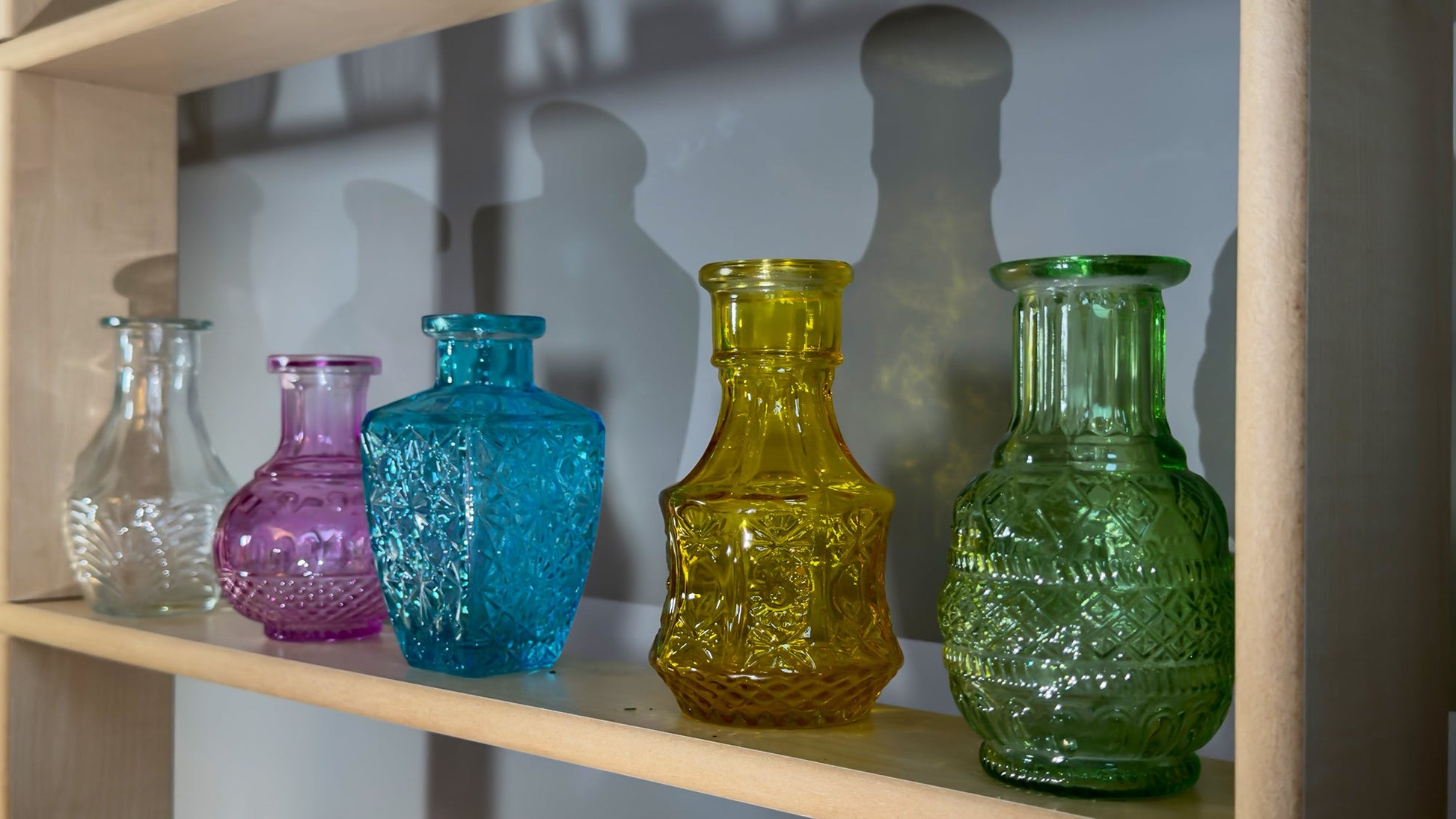 Coloured Detailed Glass Bottles Pack of 5 - ABC School Supplies