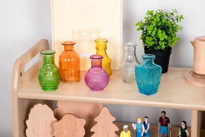 Coloured Detailed Glass Bottles Pack of 5 - ABC School Supplies