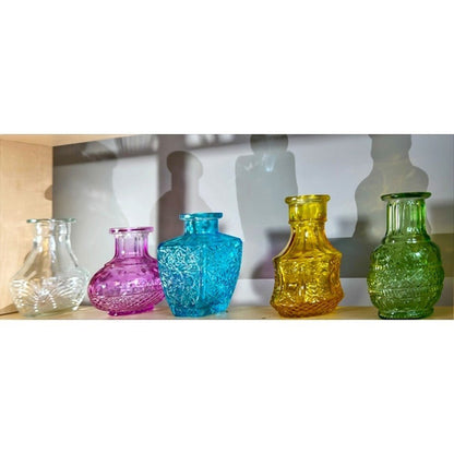 Coloured Detailed Glass Bottles - Pk5 - ABC School Supplies