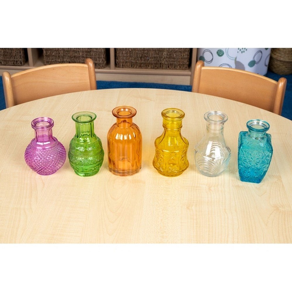 Coloured Detailed Glass Bottles - Pk5 - ABC School Supplies
