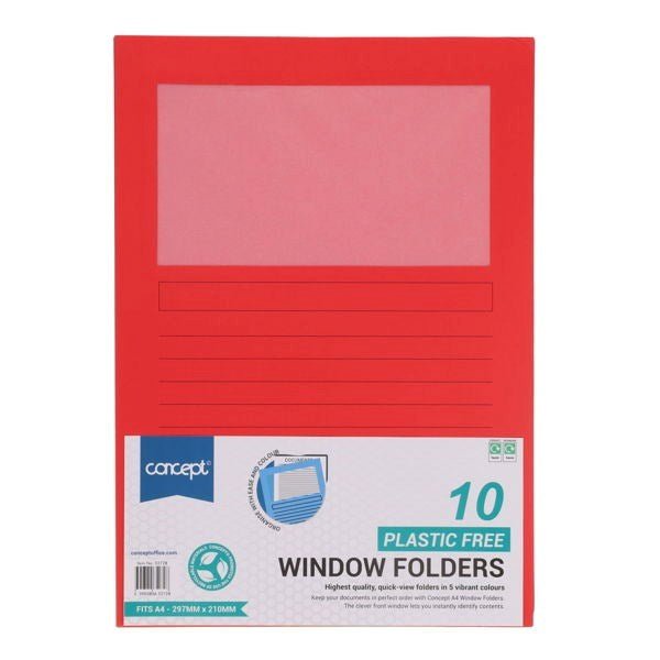 Concept 10 A4 Plastic Free Window Folders - ABC School Supplies