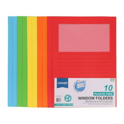 Concept 10 A4 Plastic Free Window Folders - ABC School Supplies