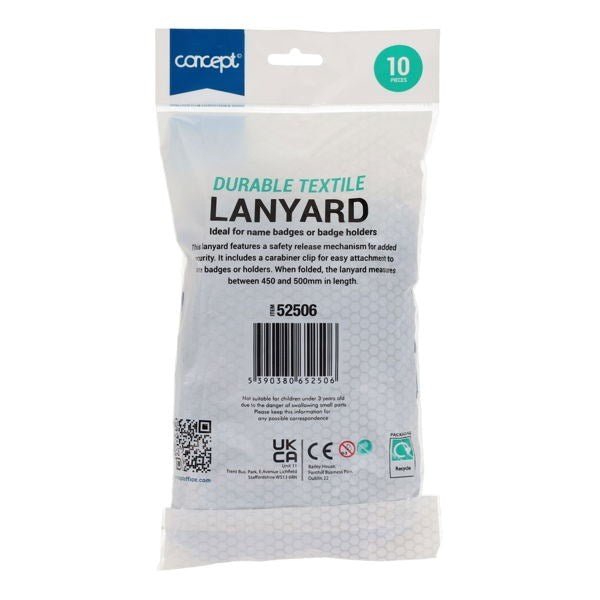 Concept 10 Pack Durable Textile Lanyard - ABC School Supplies