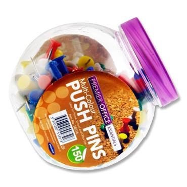 Concept 150 Multicolour Push Pins Tub - ABC School Supplies