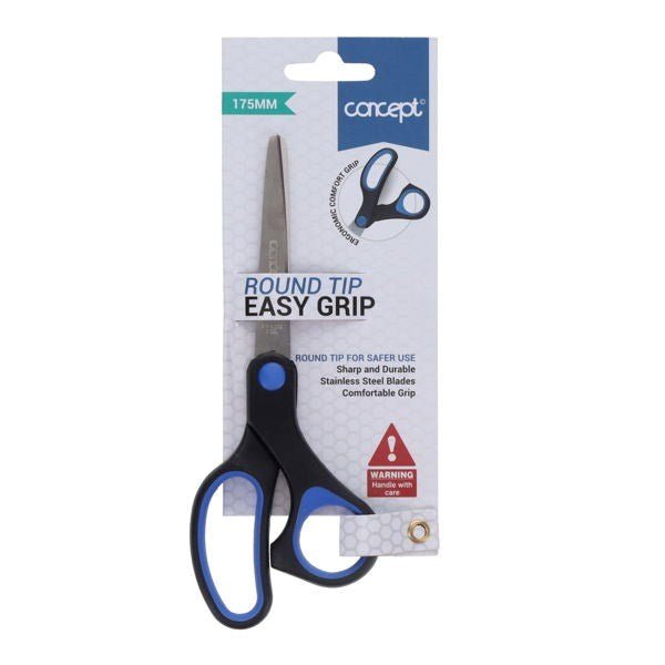 Concept 17.5cm Round Tip Easy Grip Scissors - ABC School Supplies