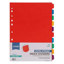 Concept 210Gsm Extra Strong Subject Dividers - 10 Part - ABC School Supplies