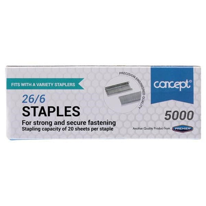 Concept 26/6 Staples Box of 5000 - ABC School Supplies