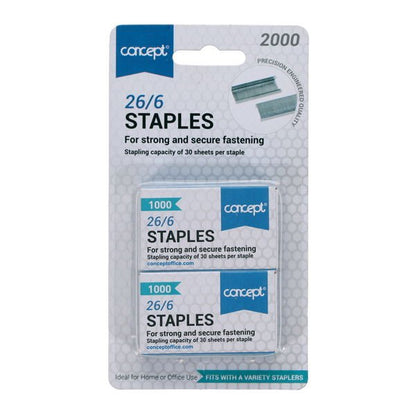 Concept 26/6 Staples Pack of 2000 - ABC School Supplies