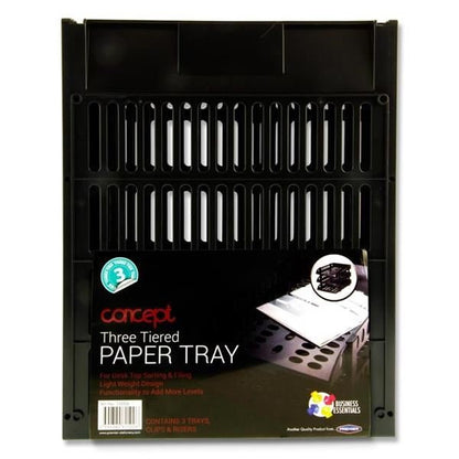 **Concept 3 Tier Letter Tray Black - ABC School Supplies