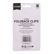 Concept 32mm Fold Back Binder Clips - Set of 6 - ABC School Supplies