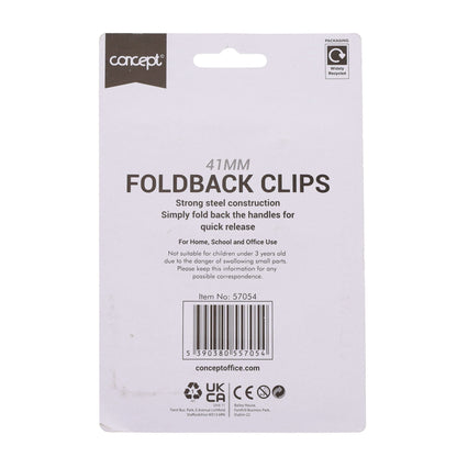 Concept 41mm Foldback Clips Pack of 4 - ABC School Supplies