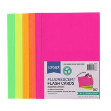 Concept 6''x4'' Fluorescent Flash Cards Pack of 50 - ABC School Supplies
