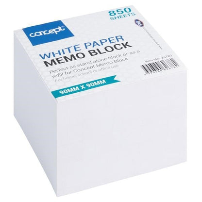Concept 90X90mm White Paper Block (850) - ABC School Supplies