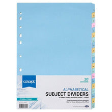 Concept A - Z Subject Dividers - 20 Part - ABC School Supplies