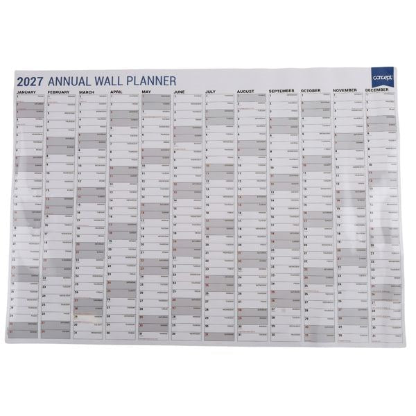 Concept A1 2027 Wall Planner With Dry Wipe Marker - ABC School Supplies