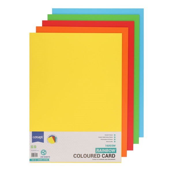 Concept A3 160gsm Card - Rainbow - ABC School Supplies