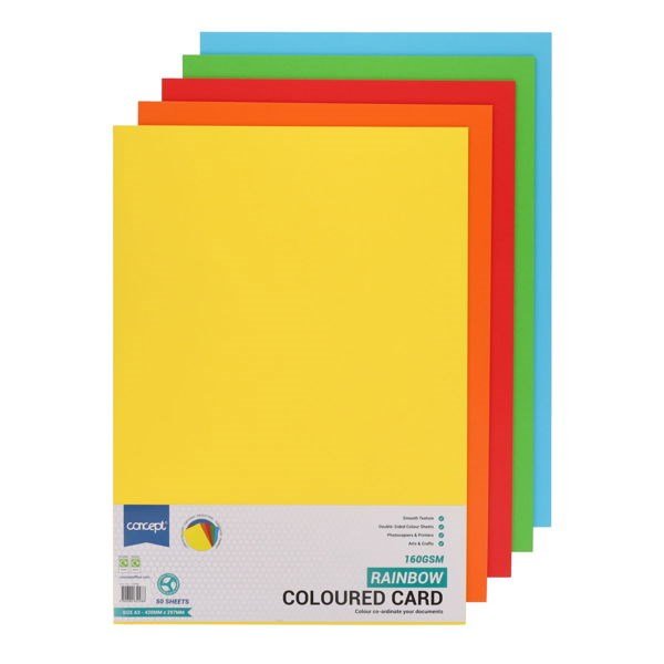 Concept A3 160gsm Card - Rainbow - ABC School Supplies