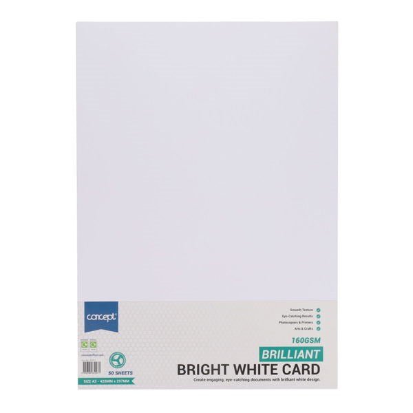 Concept A3 160gsm Card - White - ABC School Supplies