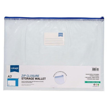 Concept A3+ Mesh Storage Zip Wallet - ABC School Supplies