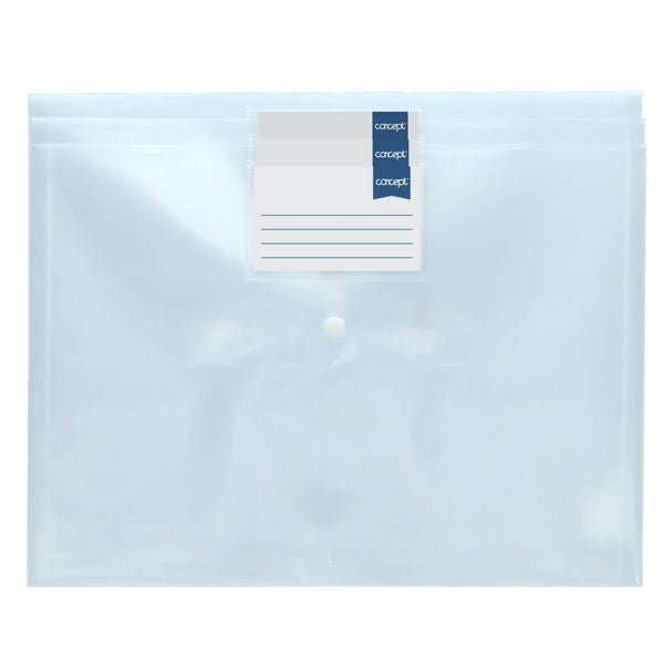 Concept A4 Clear Button Wallets Pack of 3 - ABC School Supplies