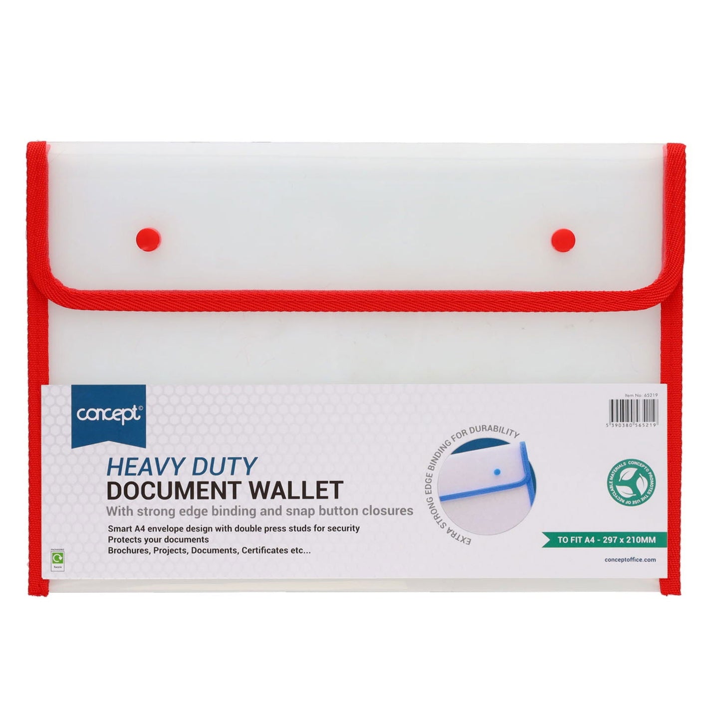 Concept A4 Heavy Duty Button Document Wallet - ABC School Supplies