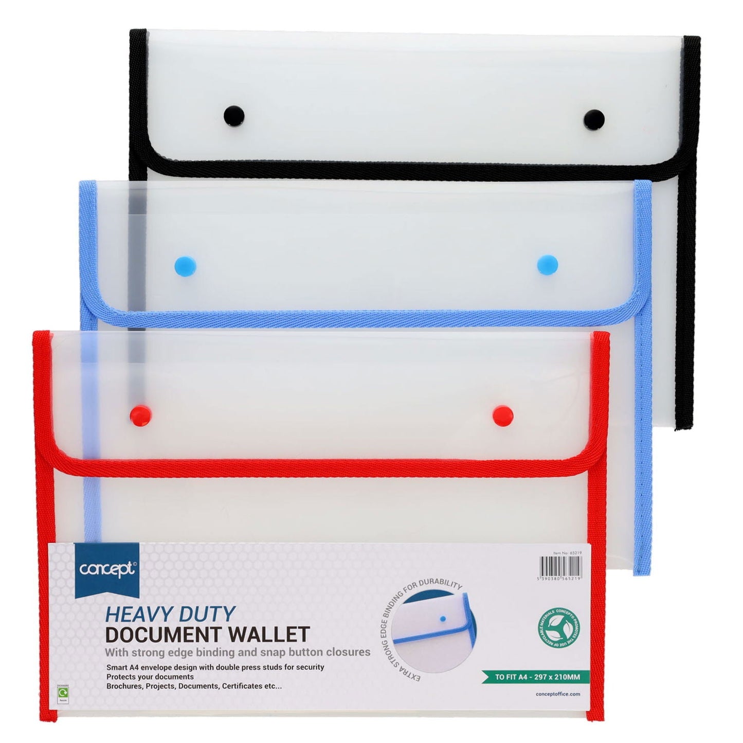 Concept A4 Heavy Duty Button Document Wallet - ABC School Supplies