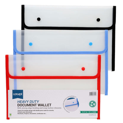 Concept A4 Heavy Duty Button Document Wallet - ABC School Supplies