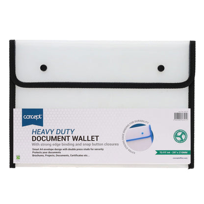 Concept A4 Heavy Duty Button Document Wallet - ABC School Supplies