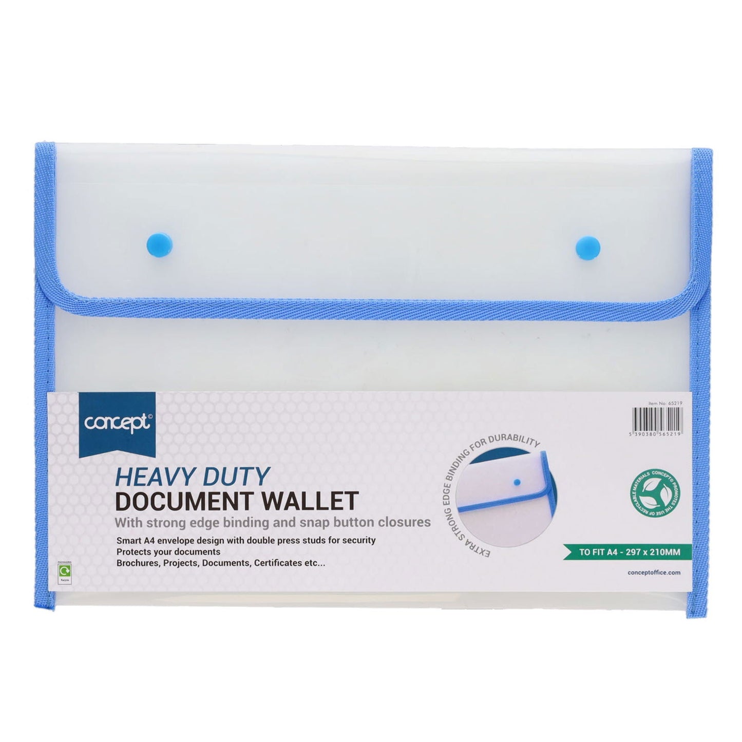 Concept A4 Heavy Duty Button Document Wallet - ABC School Supplies