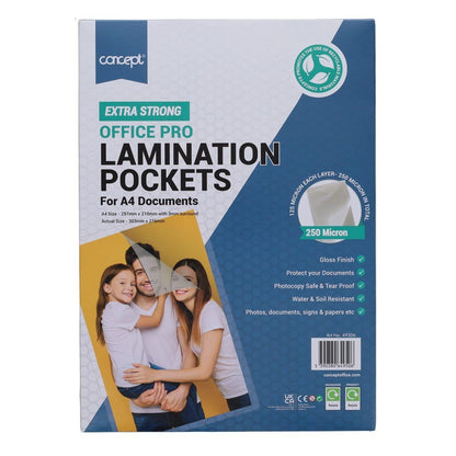 Concept A4 Laminating Pouches 250 micron Pack of 100 - ABC School Supplies