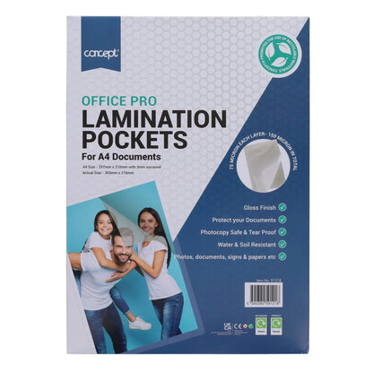 Concept A4 Laminating Pouches Pack of 100 - ABC School Supplies