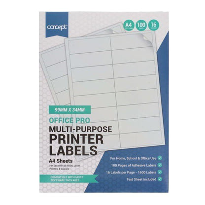Concept A4 Multi - Purpose Printer Labels - Various - ABC School Supplies