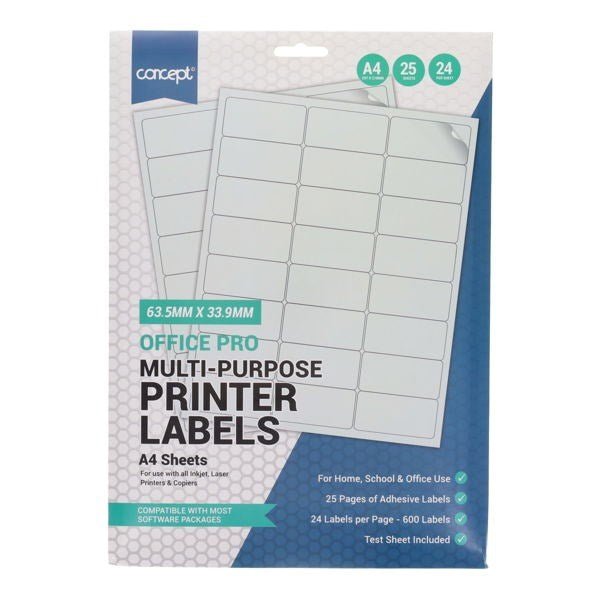 Concept A4 Multi - Purpose Printer Labels - Various - ABC School Supplies