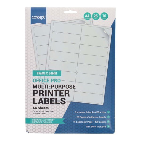 Concept A4 Multi - Purpose Printer Labels - Various - ABC School Supplies