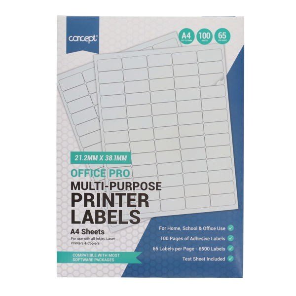Concept A4 Multi - Purpose Printer Labels - Various - ABC School Supplies