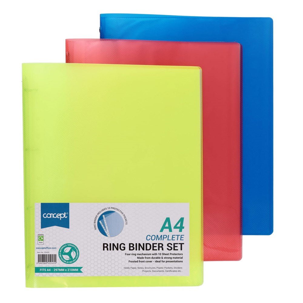 Concept A4 Ring Binder With 10 Punched Pockets - ABC School Supplies
