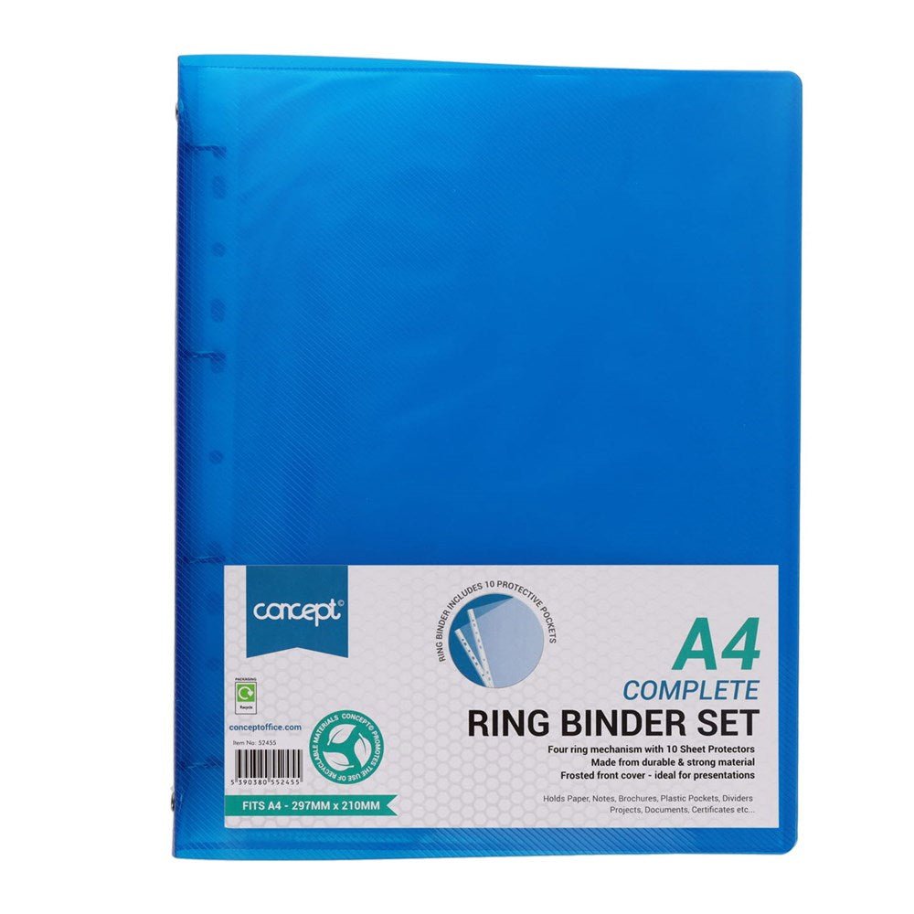 Concept A4 Ring Binder With 10 Punched Pockets - ABC School Supplies
